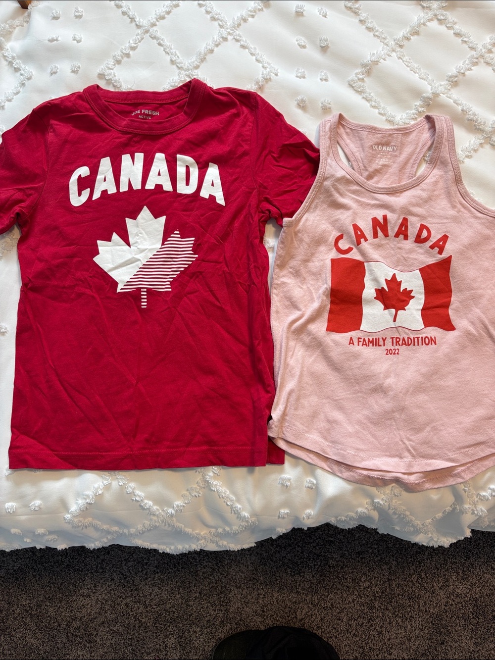 Old Navy Kids Canada Graphic Tank & Joe Fresh Tee- Red and Light Pink